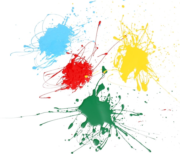 colorful splashes of paint isolated on white