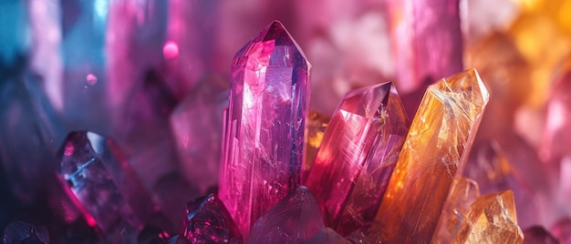Photo colorful splendor close up of a beautiful and shiny tourmaline crystal unveiling its vibrant brilliance in a captivating background