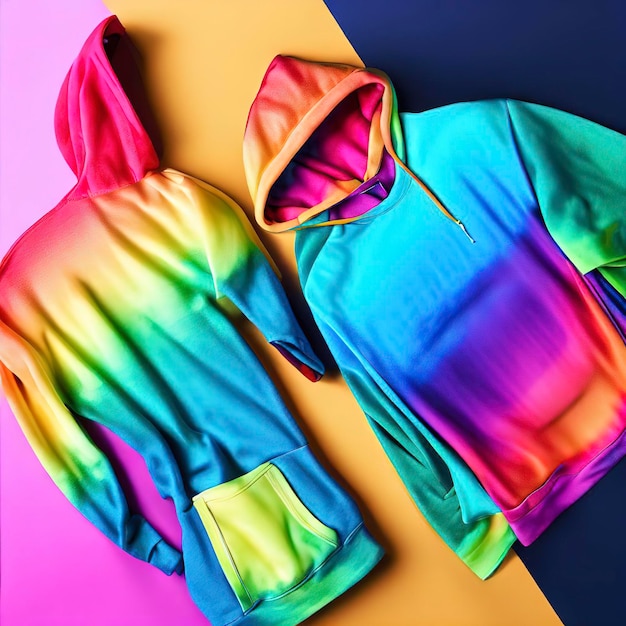 Photo colorful sports hoodie and tshirt