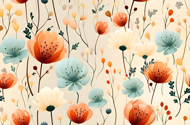 Colorful spring floral seamless pattern