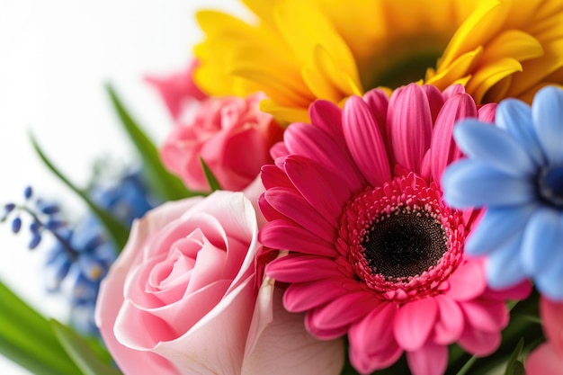 Photo colorful spring flower bouquet isolated on white background