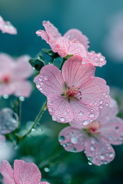 Colorful spring flowers with rain drops