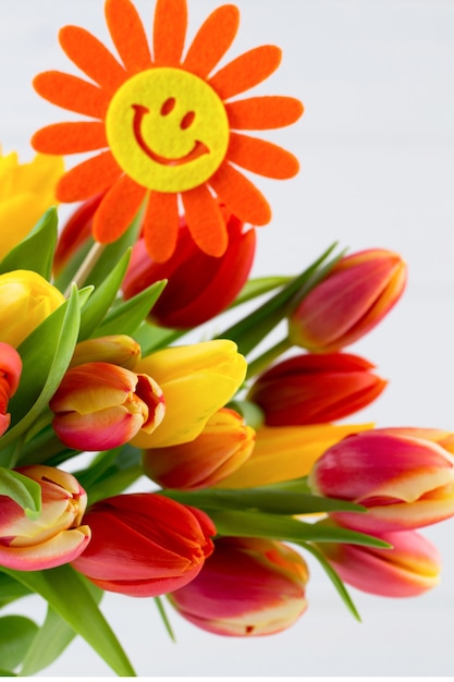 A colorful spring greetings card with flowers