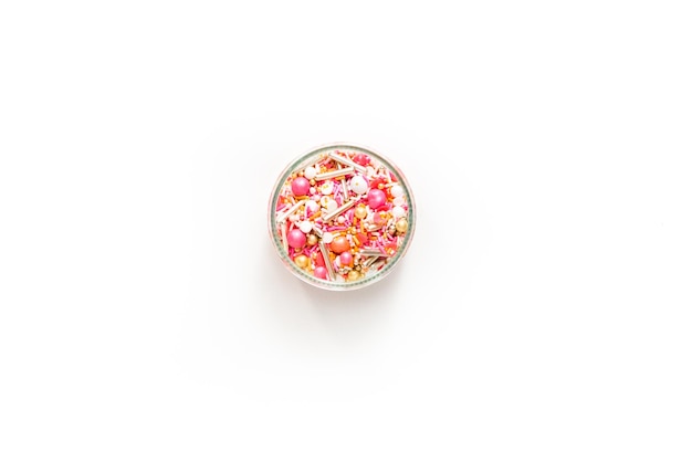 Photo colorful sprinkle blend on a white background.