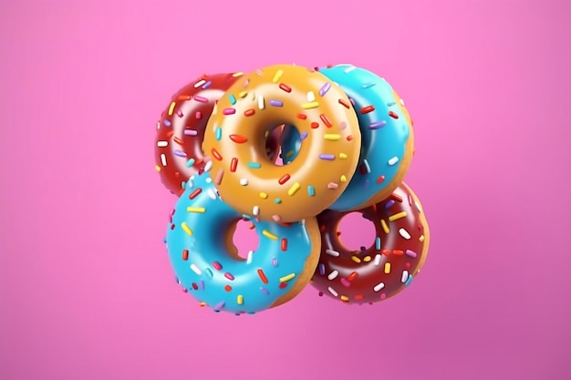 Colorful Sprinkled Donuts Take Flight Generated Ai