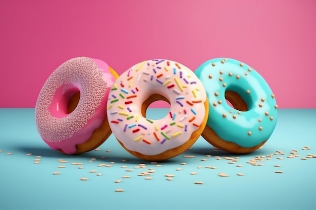 Colorful Sprinkled Donuts Take Flight Generated Ai