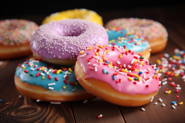 Colorful Sprinkled Donuts Tempting the Senses