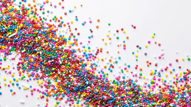 Photo colorful sprinkles flat lay for festive design projects