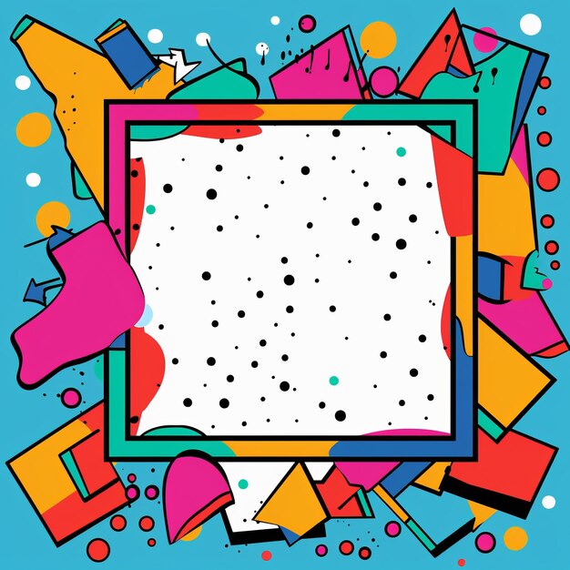 colorful square frame on a blue background