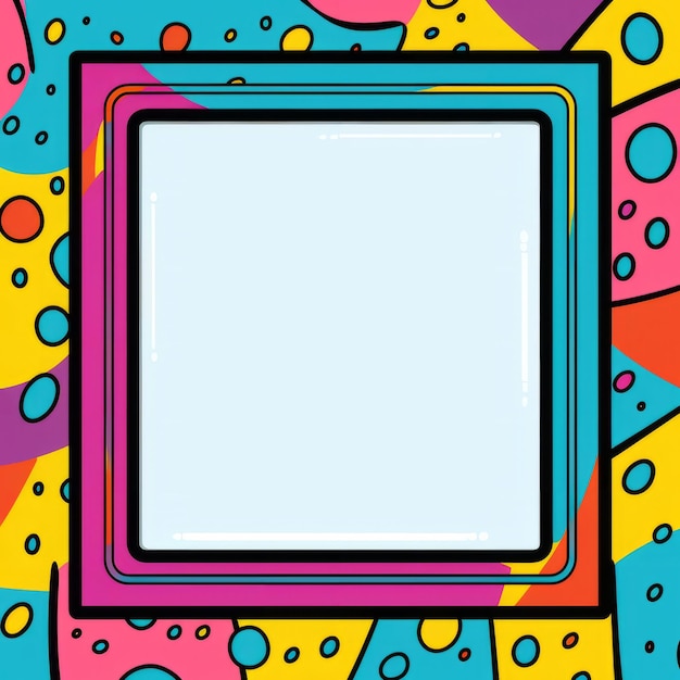 Colorful square frame on a colorful background