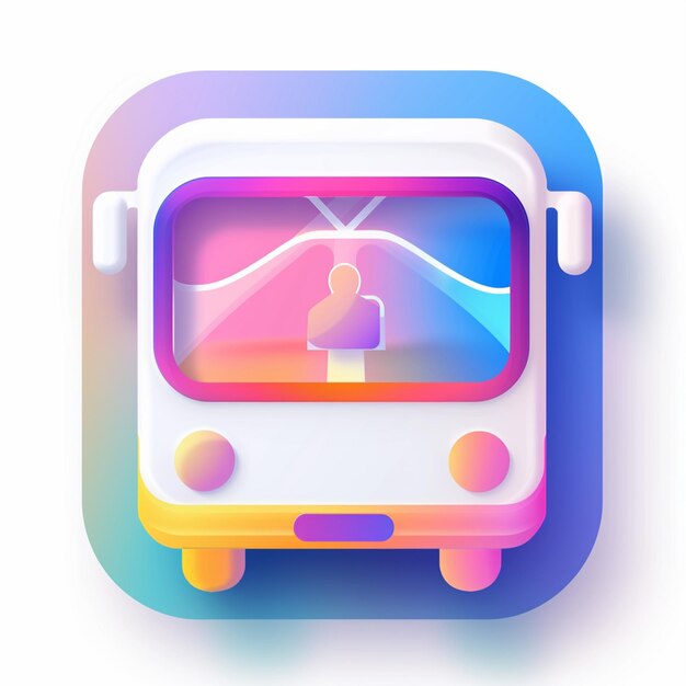 버스 의 그림 이 그 위 에 있는 단어 를 담고 있는 다채로운 사각형