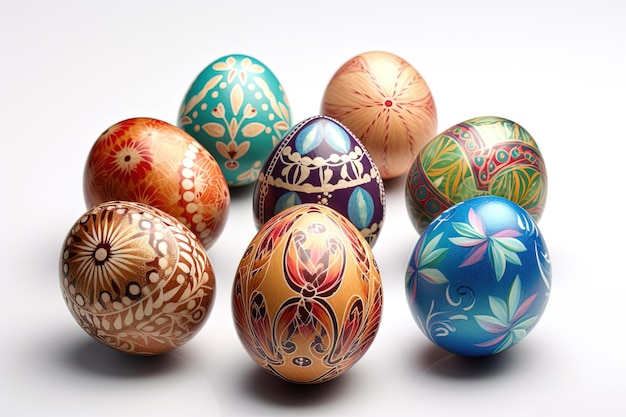 Colorful stack of Easter eggs created with Generative AI technology