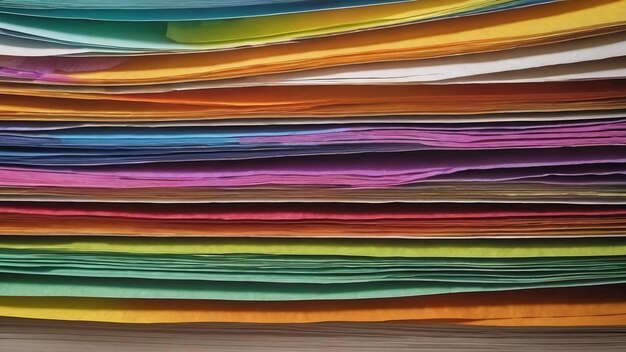 A colorful stack of paper that is made by the company