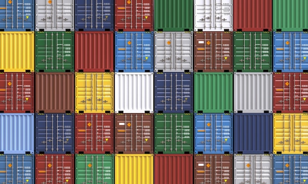 Photo colorful stack of shipping containers