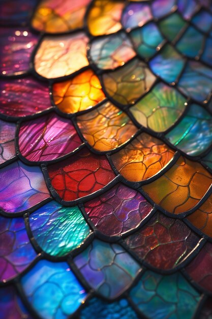 Colorful stained glass scales