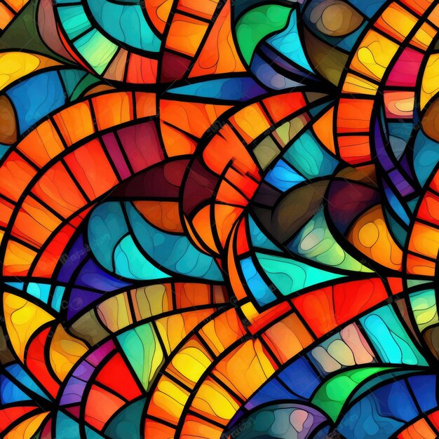 Colorful stained glasswork pattern for digital print