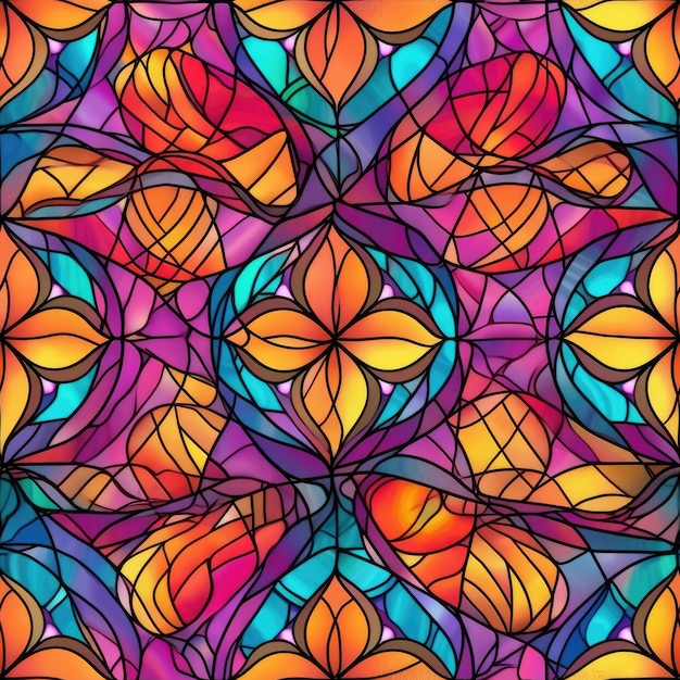 Colorful stained glasswork pattern for digital print