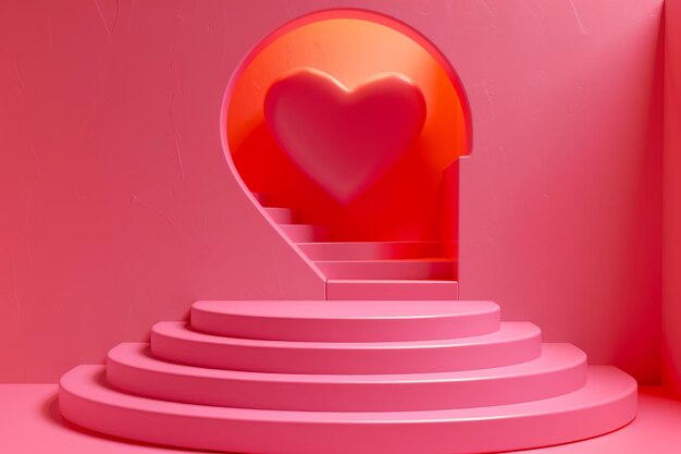 Photo a colorful staircase with a heart on top of it