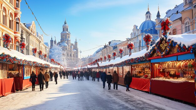 Colorful Stalls at the Christmas Market