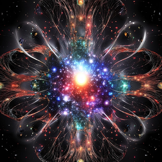Foto un ammasso stellare colorato con le parole galassia in fondo