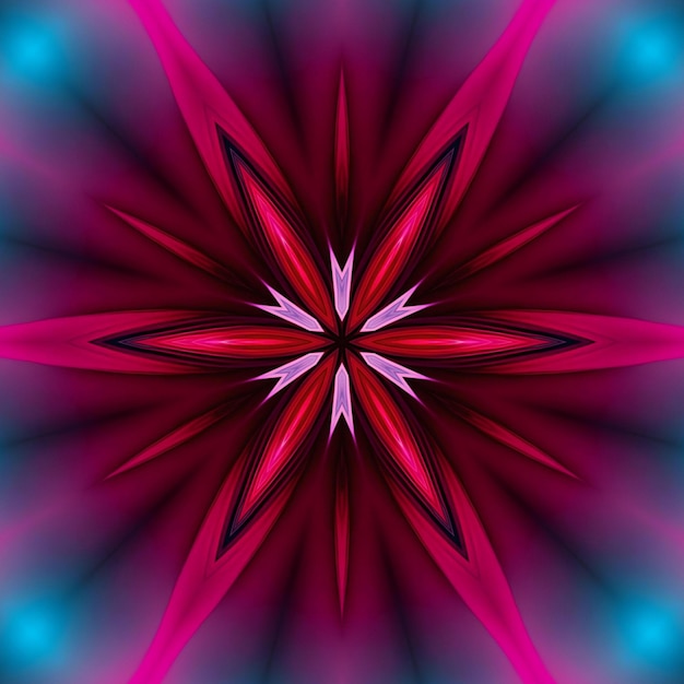 A colorful star design with a pink center and a blue center