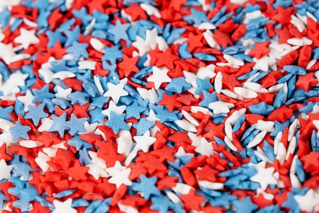 Colorful star shape sprinkes decorations for fourth july texture