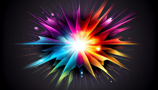 Photo a colorful starburst with bursts of light and energy that radiate outward from the center of the image generative ai illustration