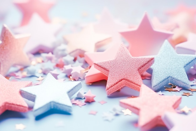 Colorful stars confetti on background Festive decoration