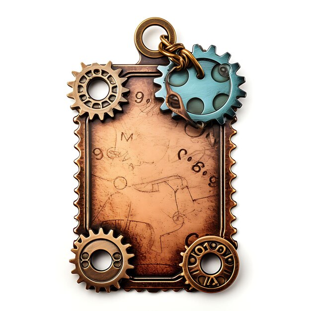 Colorful Steampunk Themed Price Tag Key Shaped Metallic Gears and Cog Creative Hang tag collection