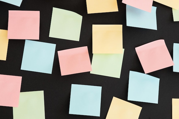 Many Colorful Sticky Notes Black Background Stock Photo by