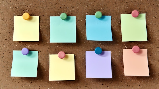 Colorful Sticky Notes Pinned on Board for Organization and Reminders Simple and Effective Planning Concept AI