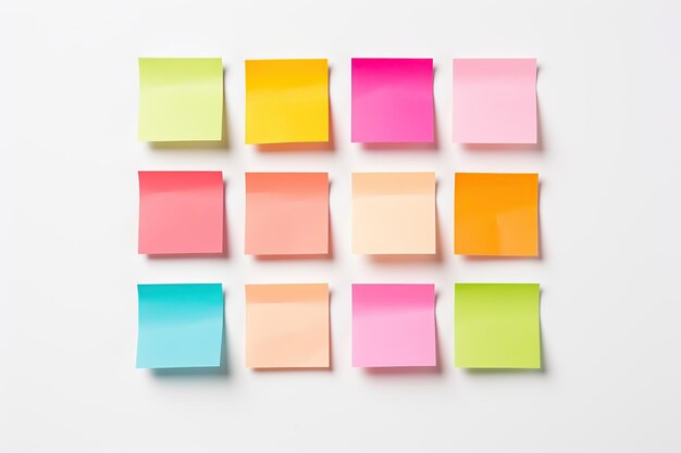 Photo colorful sticky notes on white background