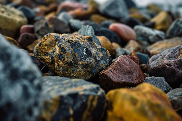 写真 浜辺のカラフルな石 浅いフィールドの深さ