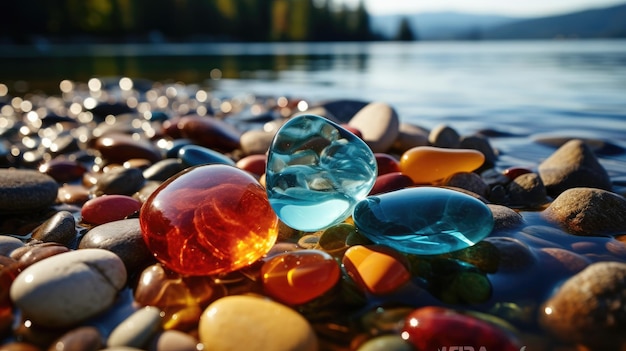 Colorful stones on the river