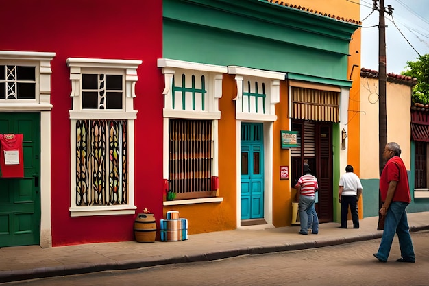 colorful storefront and facades in a latino american village