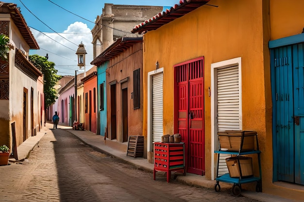 colorful storefronts in a latin american village