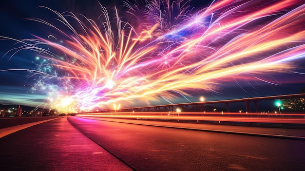 Photo colorful streaking lights