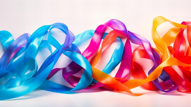 Photo colorful streamers twisted together creating a vibrant rope of celebration