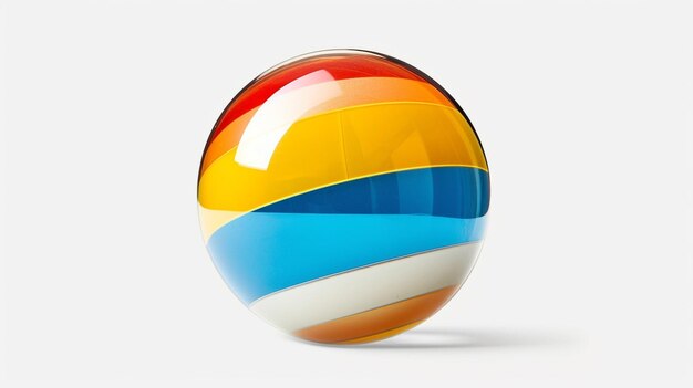 Photo a colorful striped beach ball on a white background.