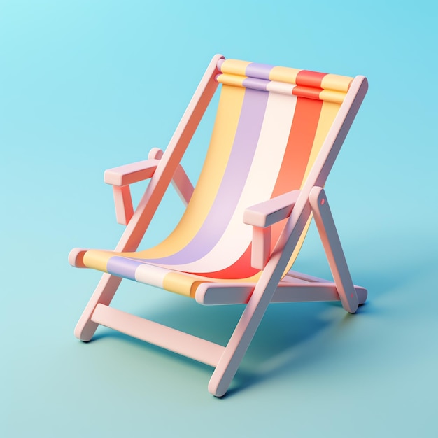 A colorful striped chair on a blue background