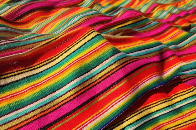 A colorful striped fabric with the word la in the middle