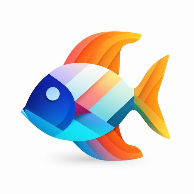 Photo colorful striped fish illustration vibrant logo design with translucent color