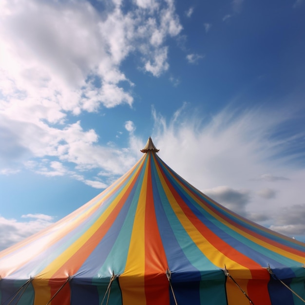 A colorful striped top with the word circus on it