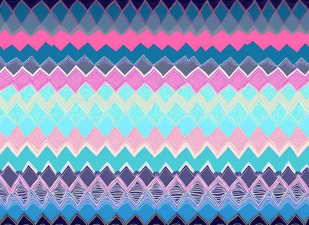 A colorful striped and zigzag pattern