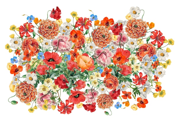 Colorful Summer png flower collage art on transparent background