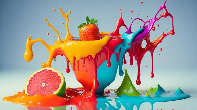 A colorful summer treat in melting ai generative