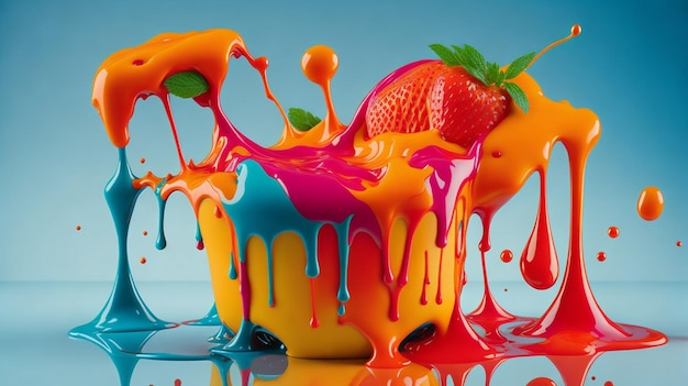 A colorful summer treat in melting ai generative