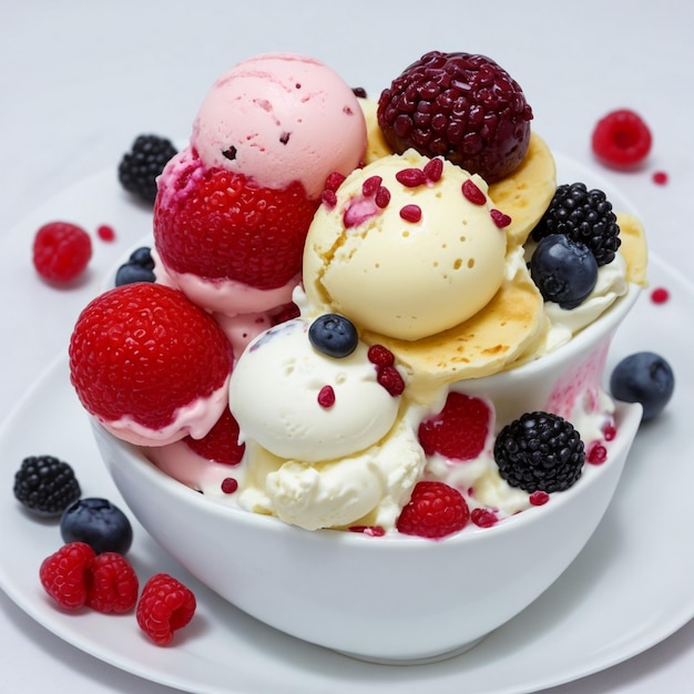 A colorful summer treat in melting ice cream Generative AI
