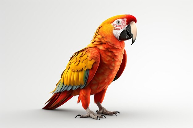 Photo colorful sun conure ara solstitialis on white background