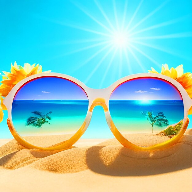 Colorful sunglasses on the sand by the river 4k image wallpaper